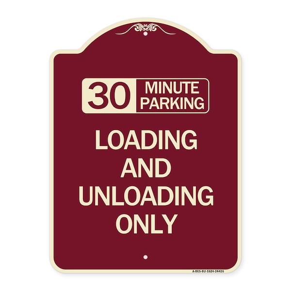 30 Minute Parking Loading and Unloading Heavy-Gauge Aluminum Sign, 24" x 18", BU-1824-24426
